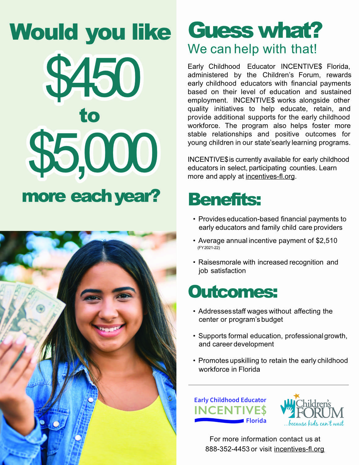 Incentives More Money Flyer - English Version
