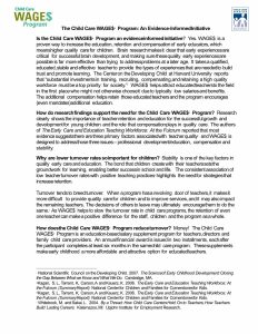 The Child Care WAGES Program: An Evidence-Informed Initiative